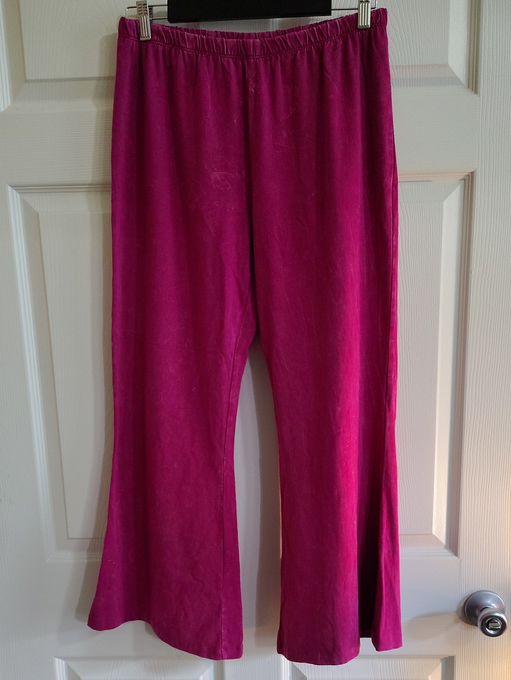 Women's Hot Pink Pull-On Flare Ankle Pants